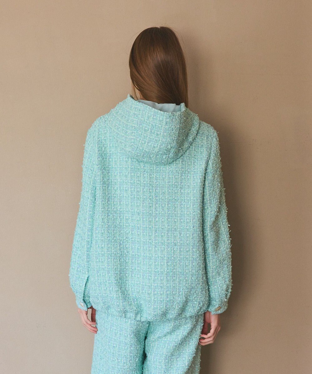 GRACE CONTINENTAL ツイードフーディーコート 