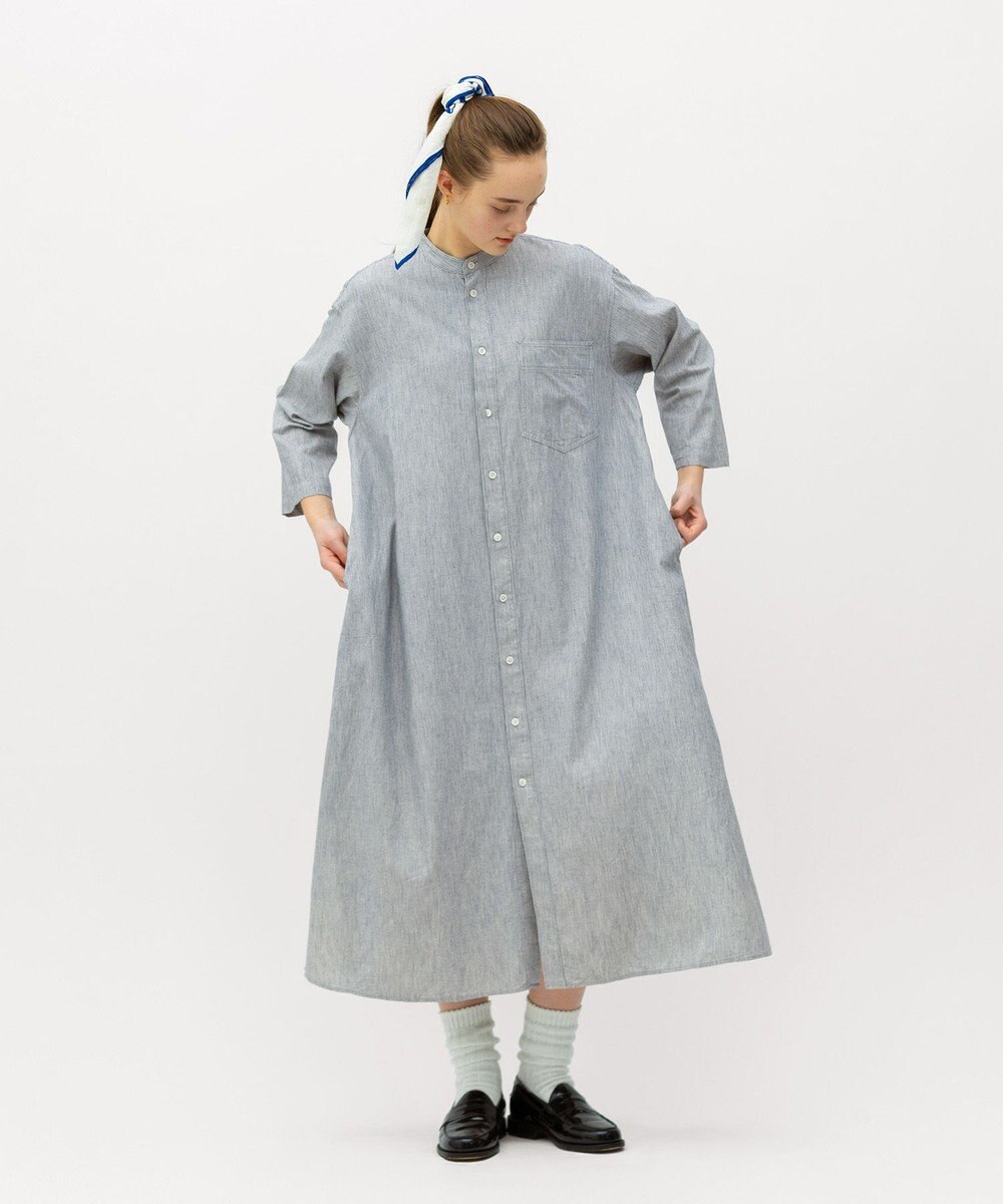 LENO LIGHT HICKORY ONE PIECE / ヒッコリーシャツワンピース 