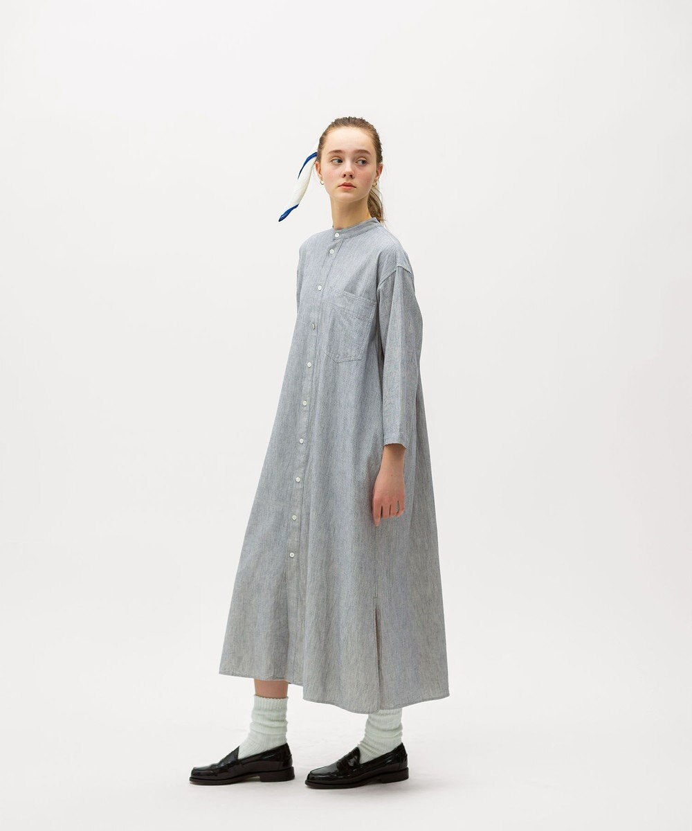 LENO LIGHT HICKORY ONE PIECE / ヒッコリーシャツワンピース 