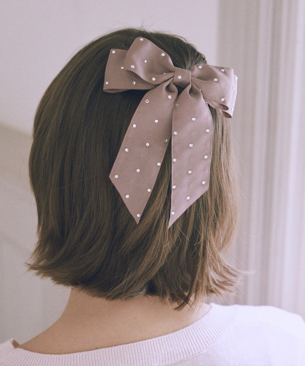 Maison de FLEUR ビジューグログランリボンバレッタ 