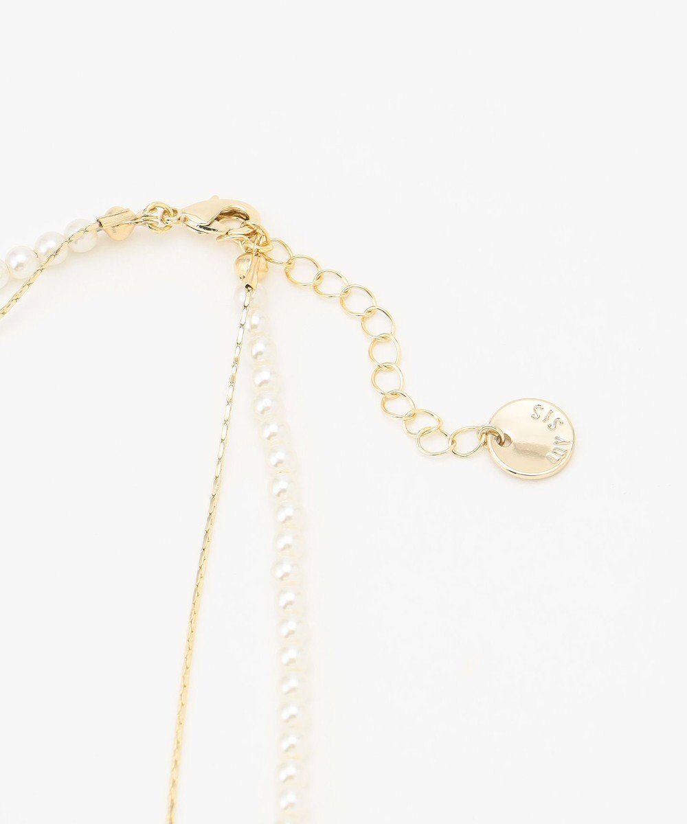 ANY SIS 2連メタルストーンパール調 ネックレス 