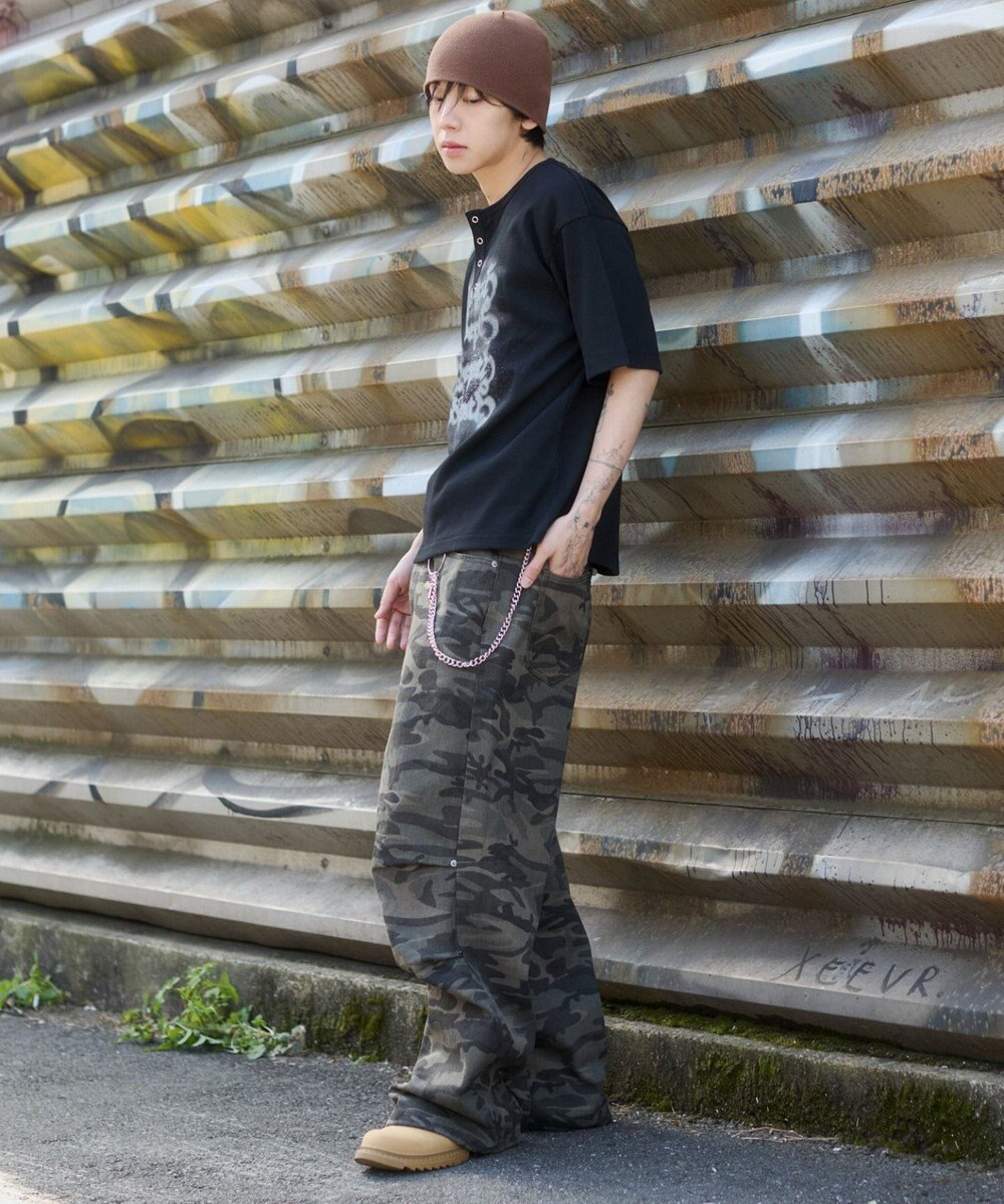 WEGO 【ユニセックス着用ITEM】グラフィックヘンリーネックT（SS） 