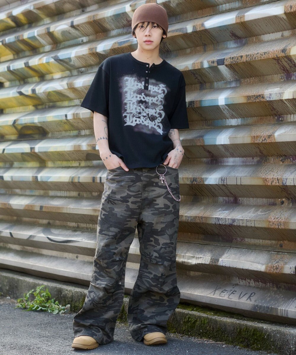 WEGO 【ユニセックス着用ITEM】グラフィックヘンリーネックT（SS） 