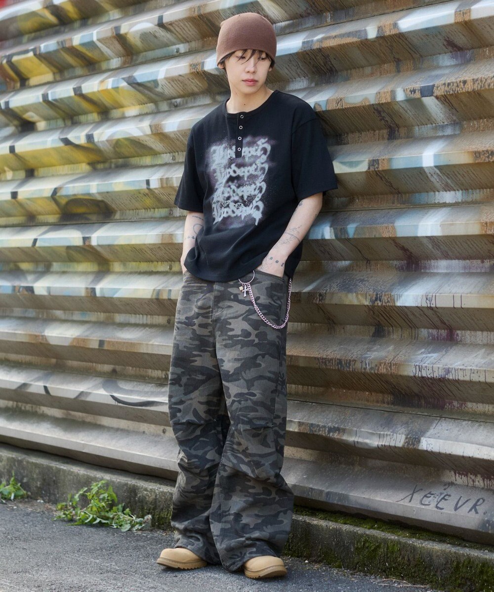 WEGO 【ユニセックス着用ITEM】グラフィックヘンリーネックT（SS） 