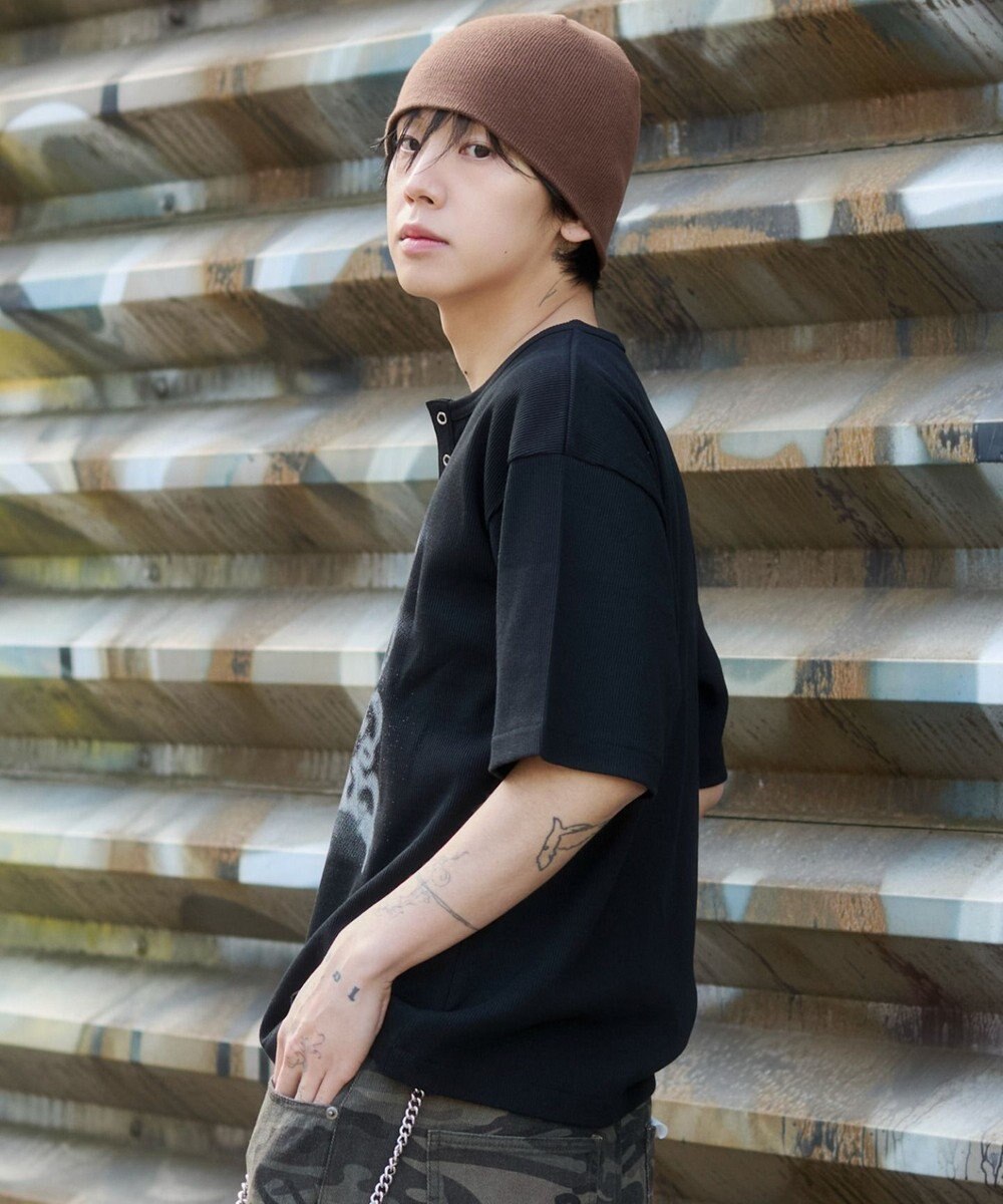 WEGO 【ユニセックス着用ITEM】グラフィックヘンリーネックT（SS） 