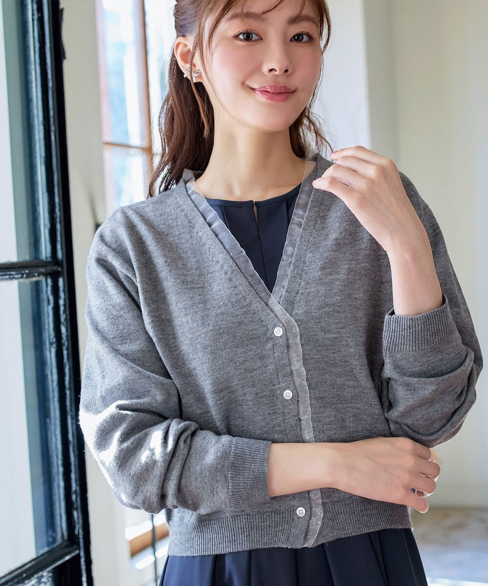 Tiaclasse 【洗える】オーガンジーラインカーディガン 