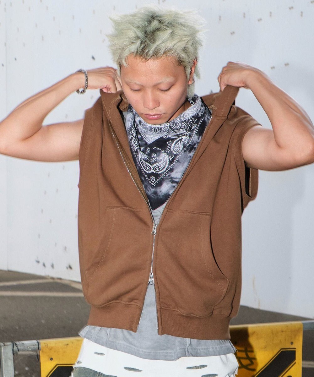 WEGO 【ユニセックス着用ITEM】ショートノースリーブZIPパーカー 