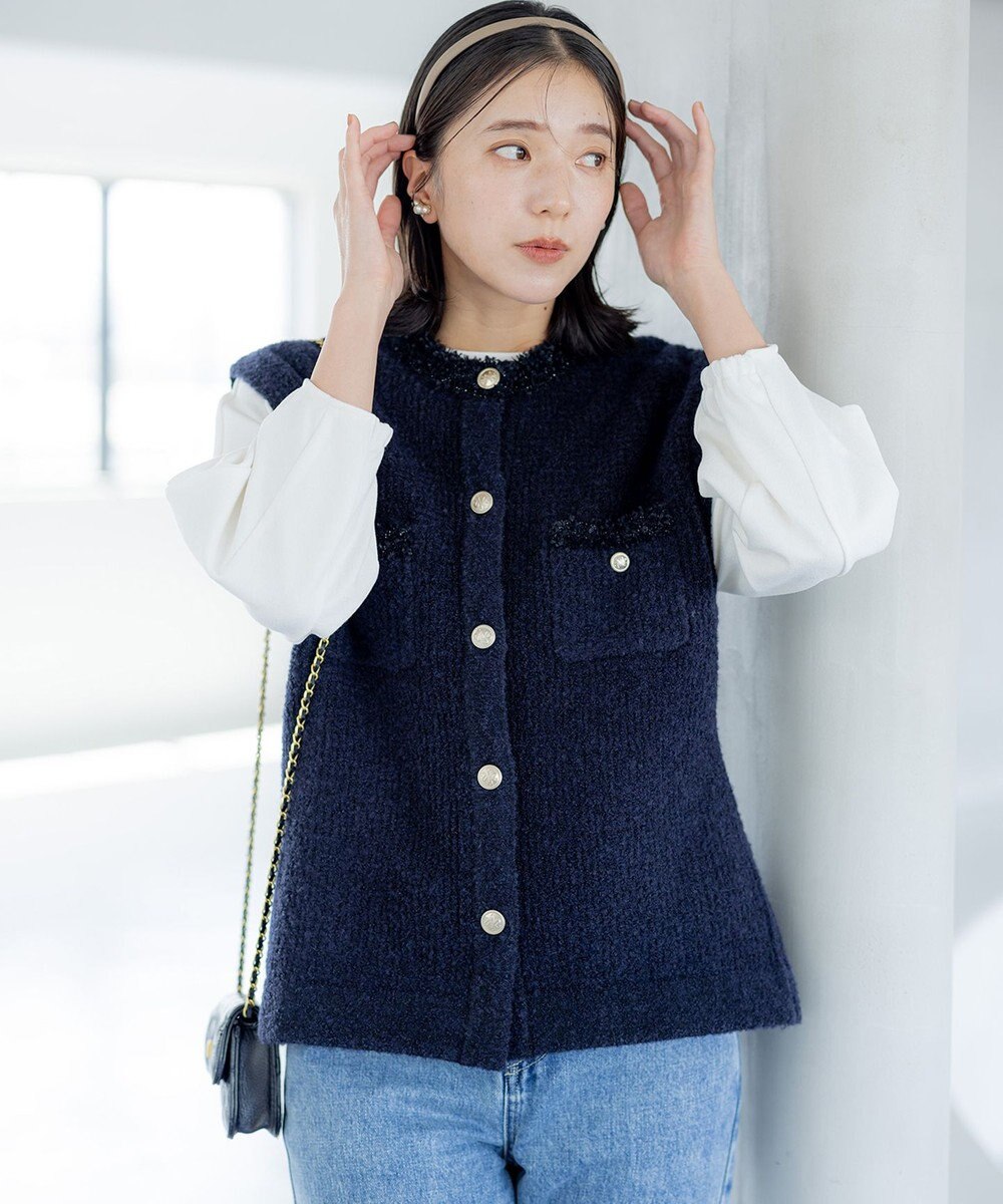 組曲 【WEB限定】ツィードニットベスト 
