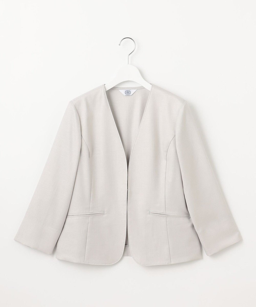 J.PRESS LADIES L 【セットアップ対応・洗える・UVケア・吸水速乾】OXIJEWELストレッチ ノーカラー ジャケット 