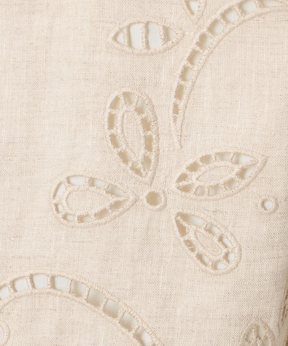 23区 【GOLD LABEL/見上愛さん着用】リネンエンブロイダリー ノーカラージャケット 