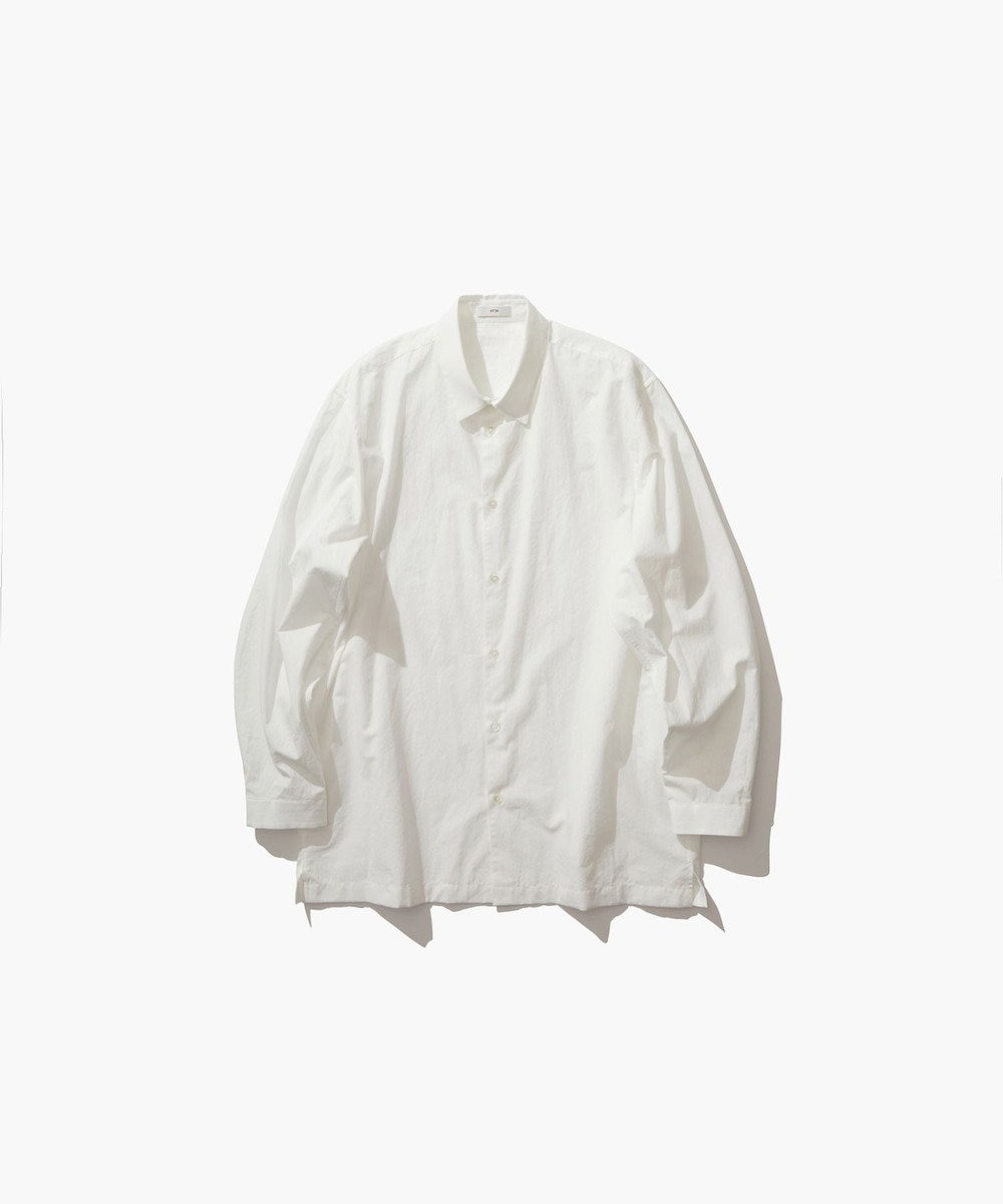 ATON SHRINK BROAD| オーバーサイズシャツ- UNISEX WHITE