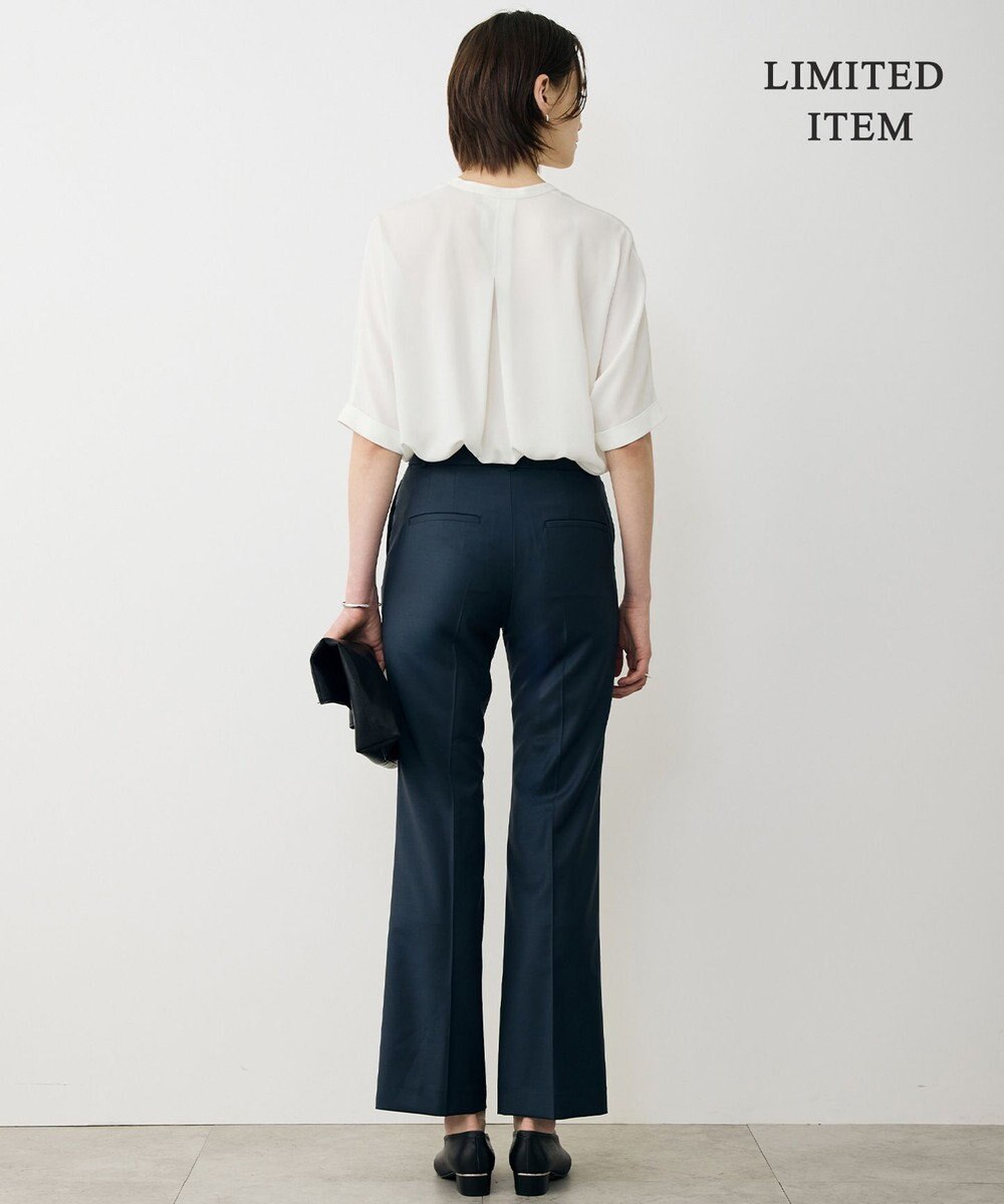 ICB L 【先行予約・WEB限定】BackSatinAmunzen 5分袖キーネックブラウス 