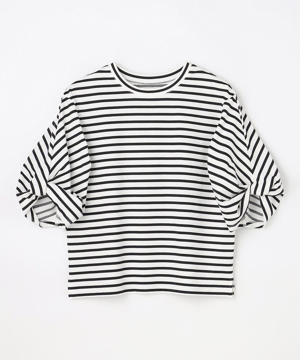 ANY L ツイストスリーブボーダートップス 