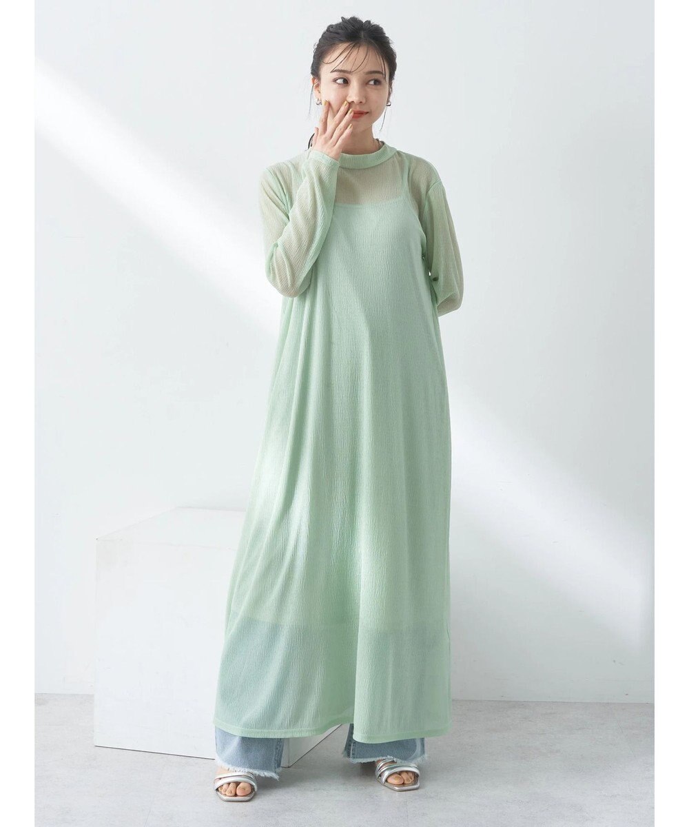 earth music&ecology ＳＥＴ２点シアーワンピース＋ペチワンピース 