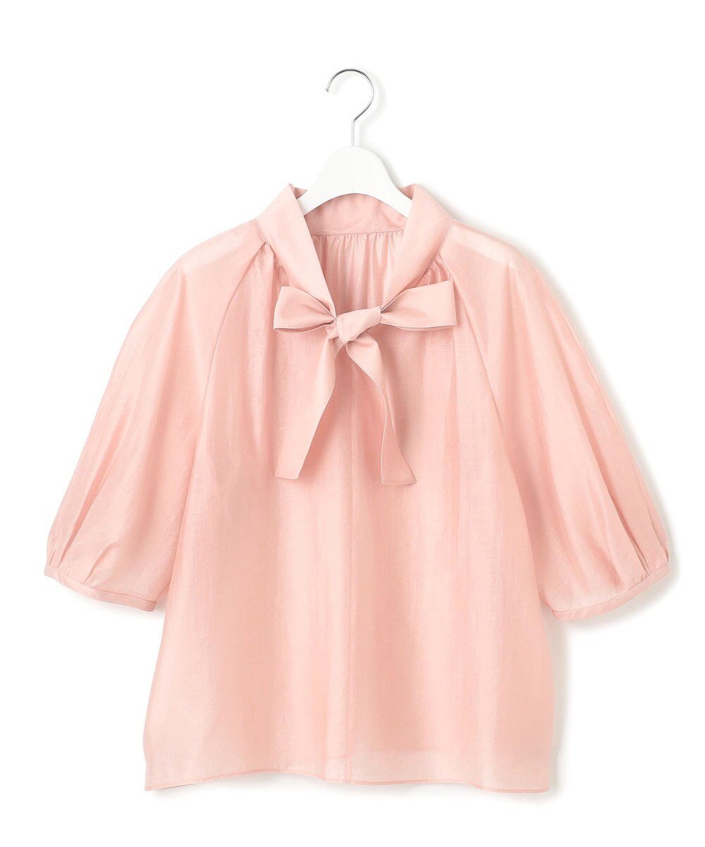 23区 L 【WEB&一部店舗限定/洗える】ライトシアーミクスチャー ボウタイ ブラウス 