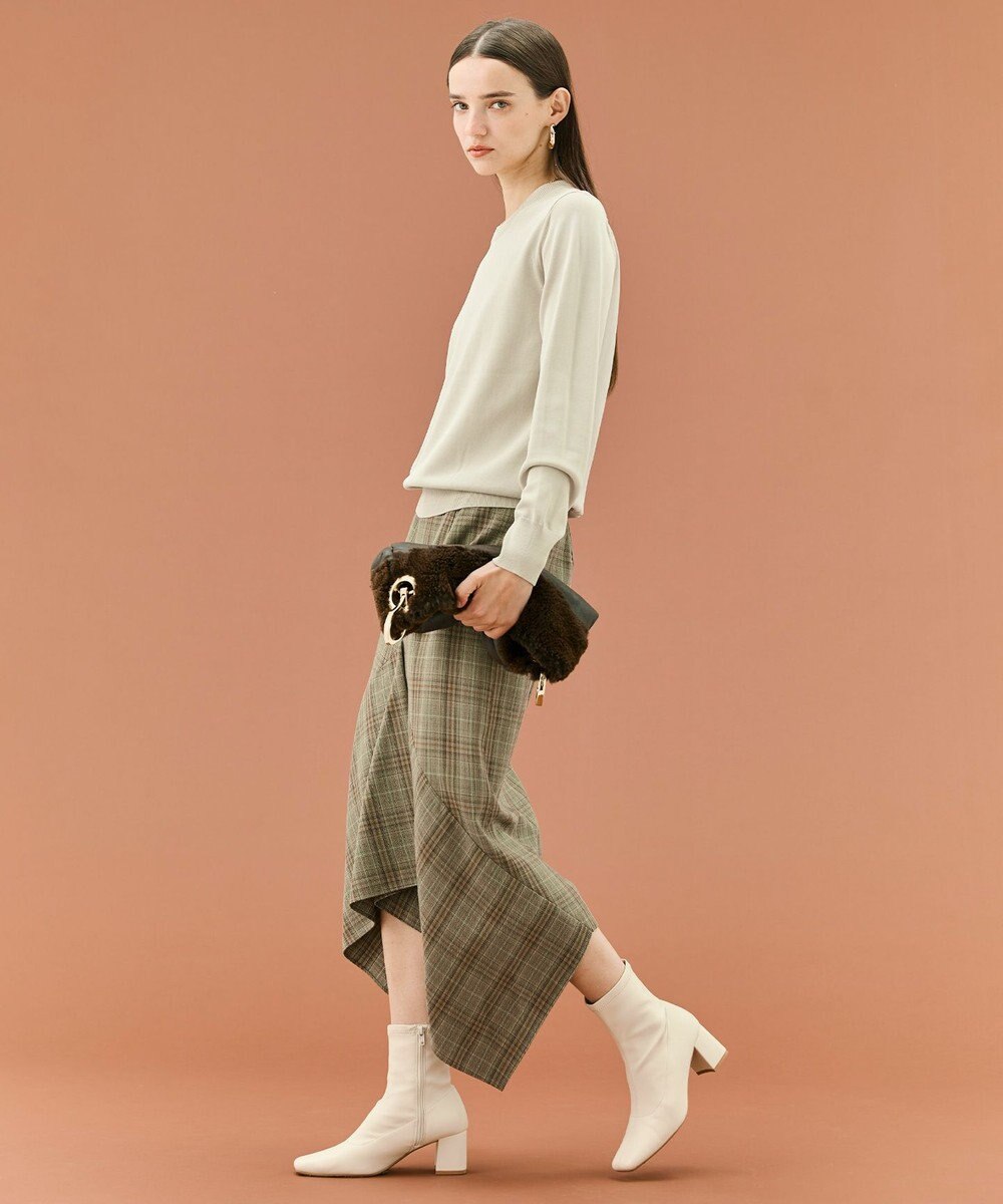 BEIGE， SELMA / チェックウールラッフルスカート 