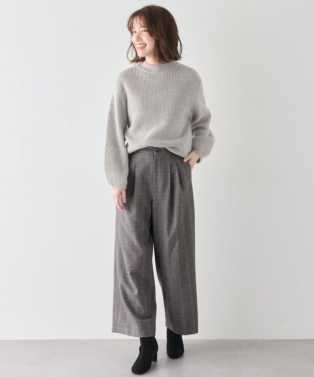 ANY 【洗濯機可/ウエストゴム】ウーリッシュ２タックワイドパンツ 