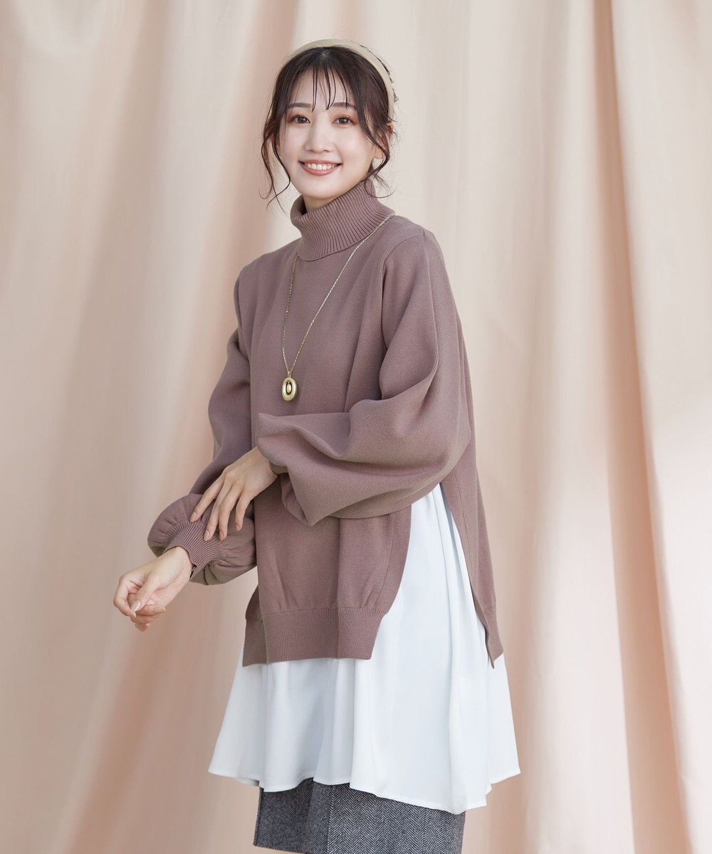 Tiaclasse L 【洗える】コンビフレアニットトップス 