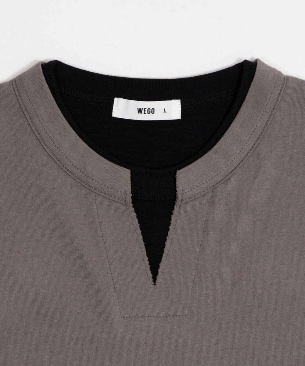 WEGO 【ユニセックス着用ITEM/MLサイズ展開】フェイクレイヤードキーネックT（SS） 