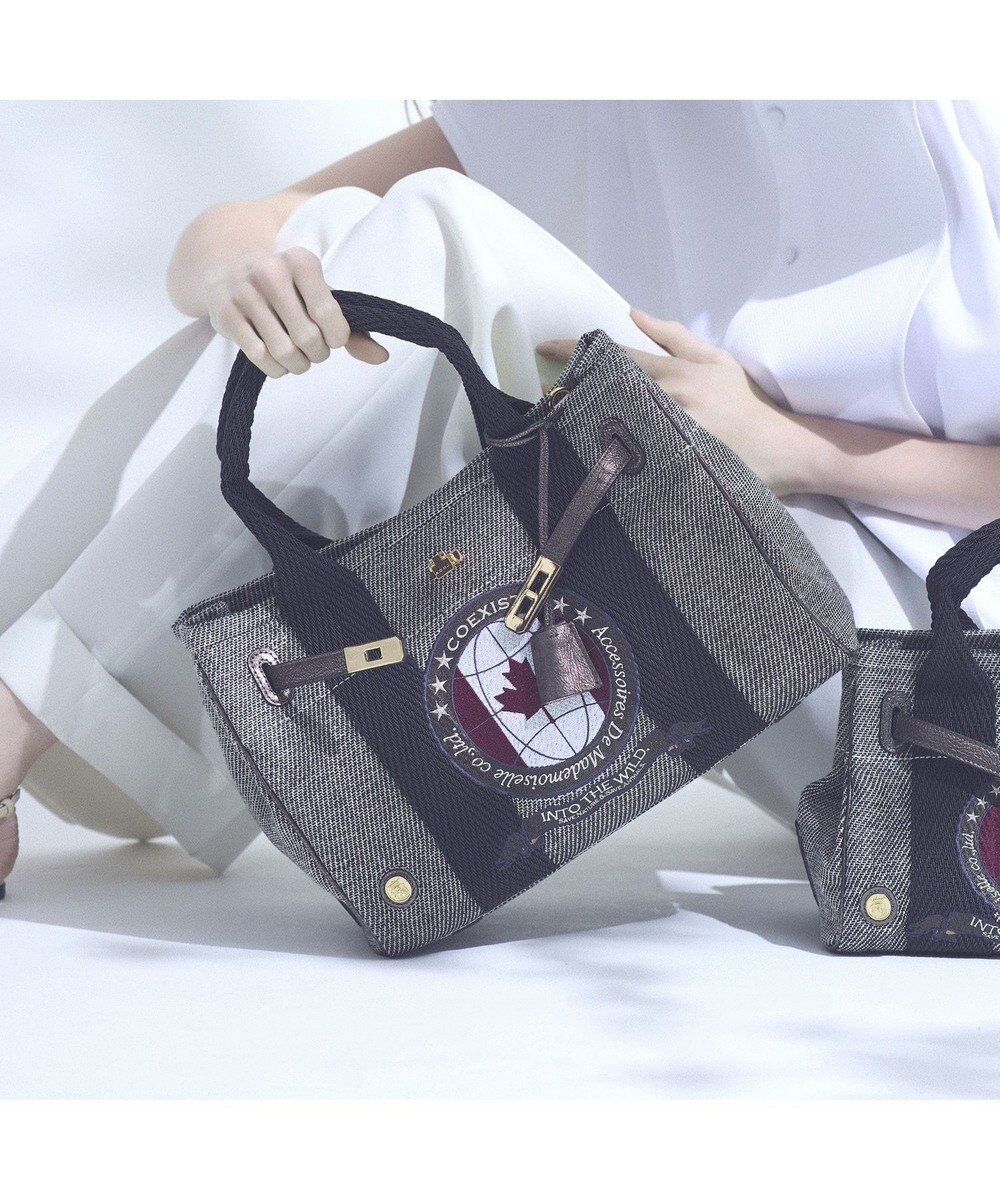 A.D.M.J. リネンラメクロス/前金具付トート32cm(Dカン＋) 