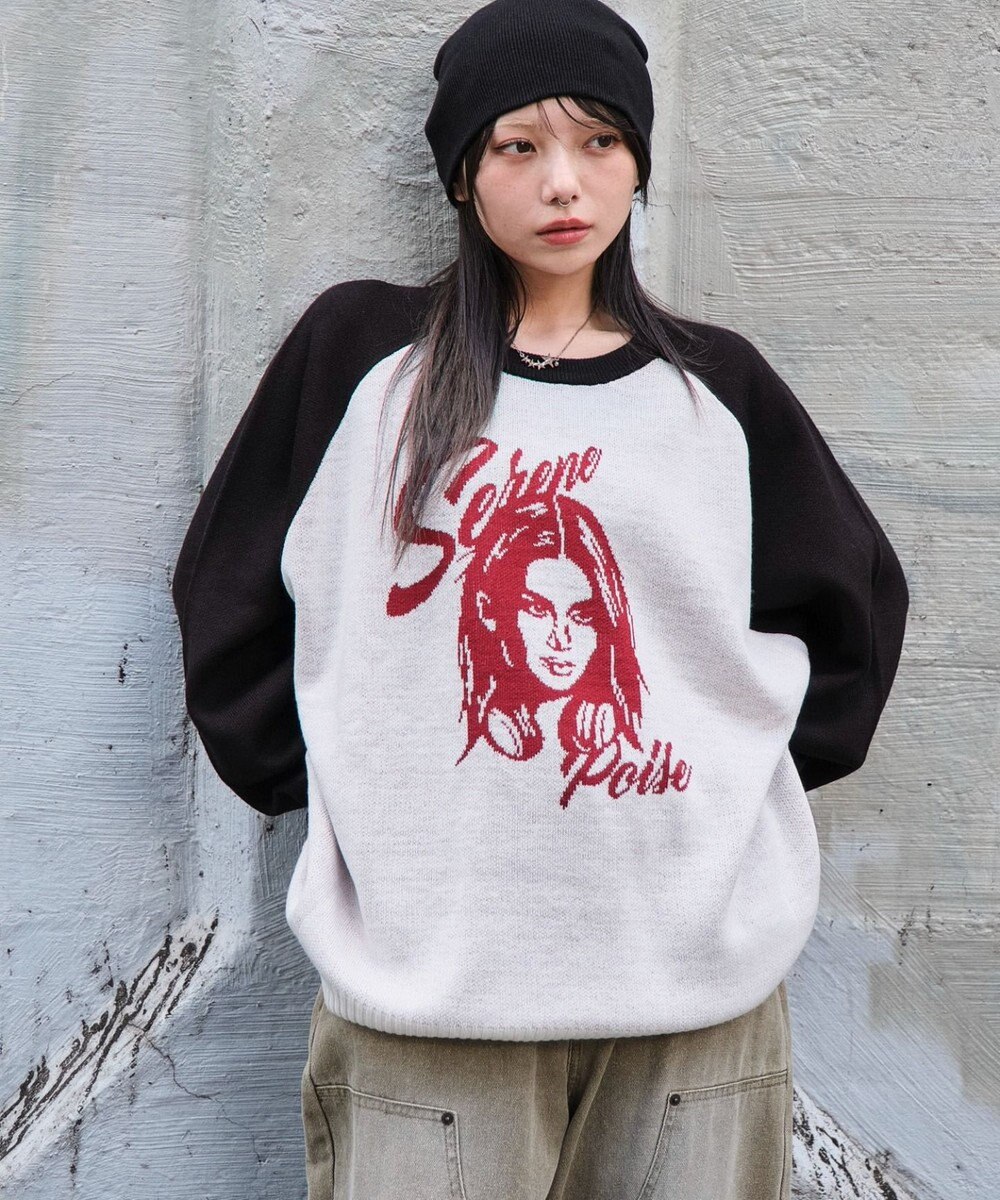 WEGO 【ユニセックス着用ITEM/SMLサイズ展開】ジャガードグラフィックプルオーバー 