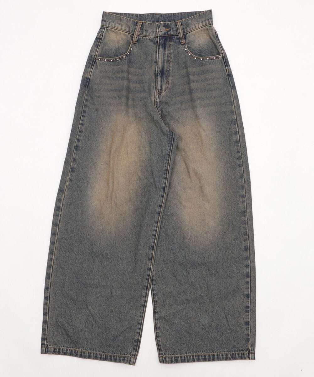 WEGO 【SMサイズ展開】ロゴデニムバギーパンツ 