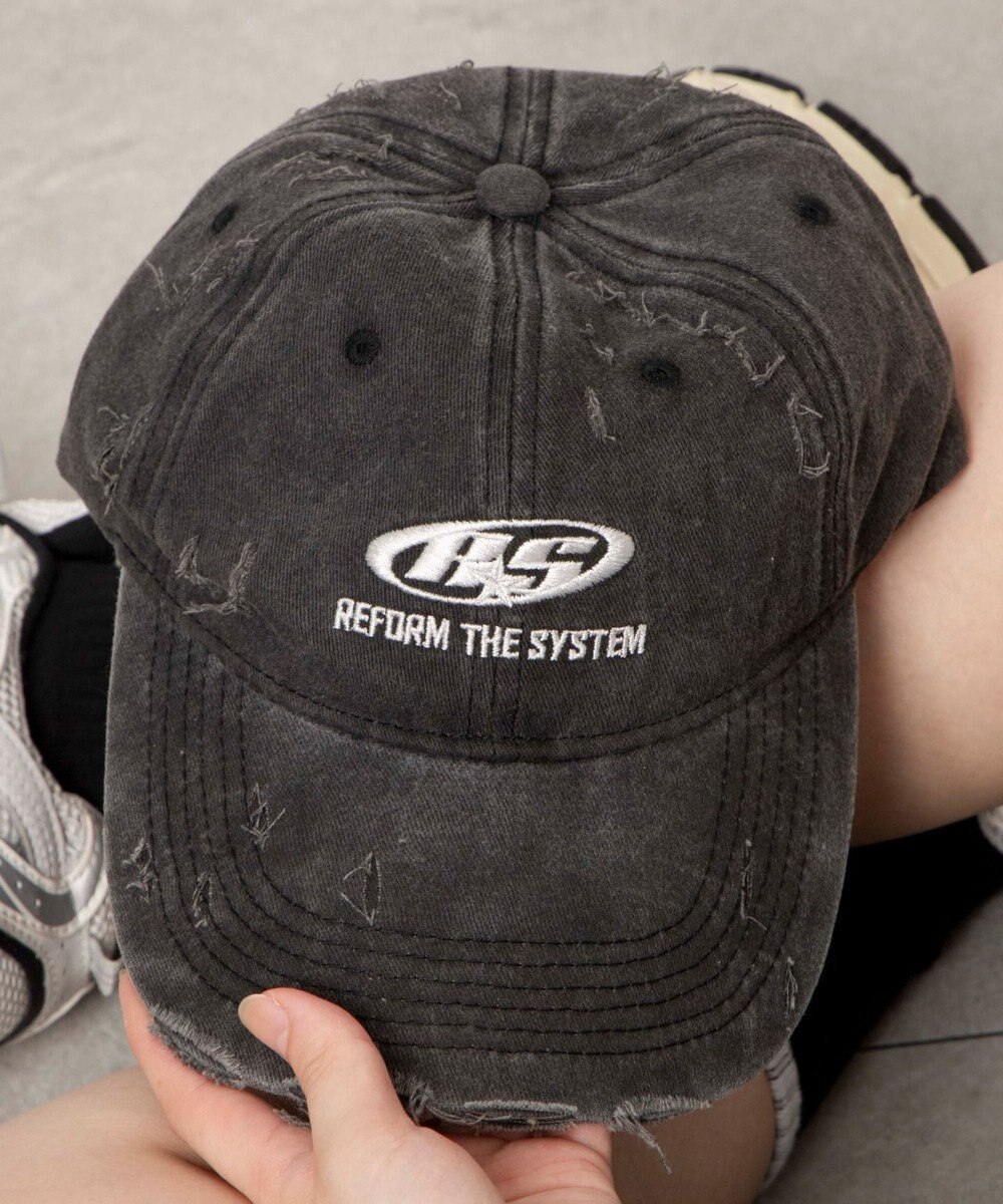 WEGO ダメージロゴ刺繍キャップ 