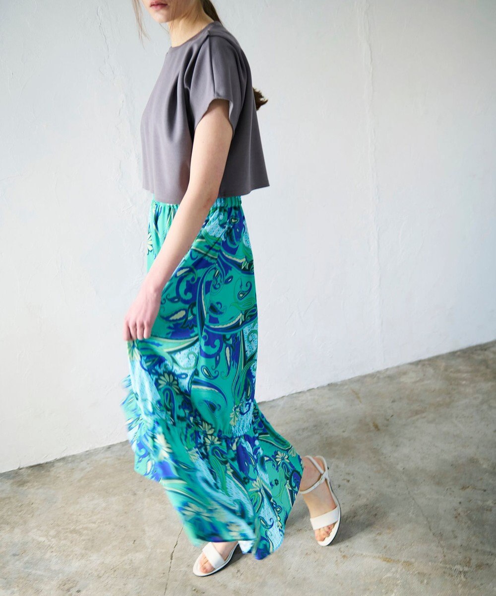 GRACE CONTINENTAL ペイズリープリントギャザスカート 