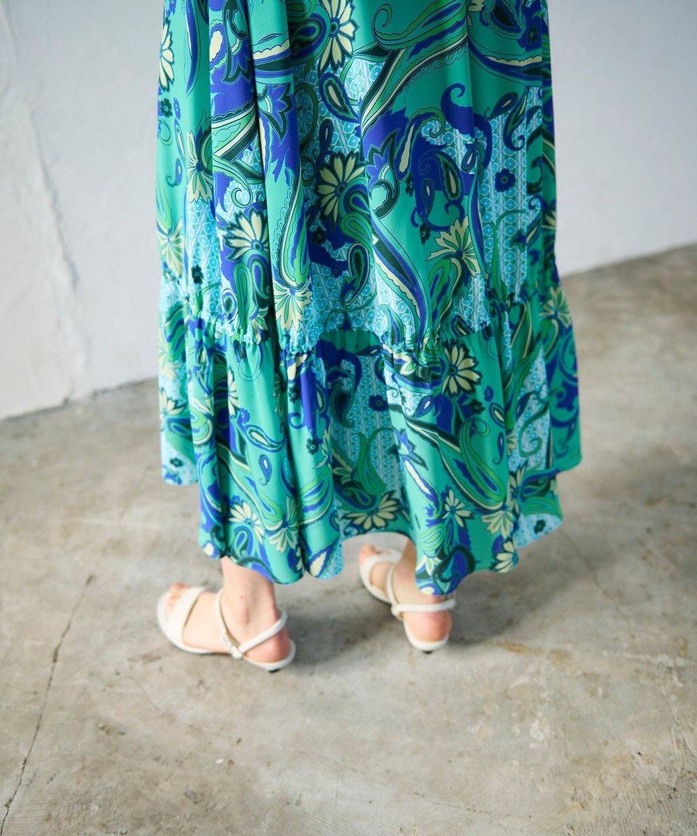 GRACE CONTINENTAL ペイズリープリントギャザスカート 