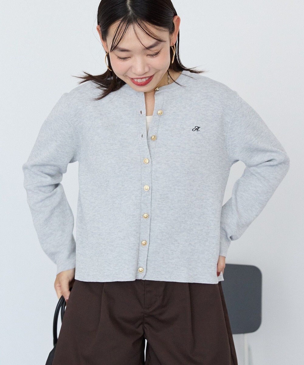 AMERICAN HOLIC ワンポイントロゴクルーカーディガン 