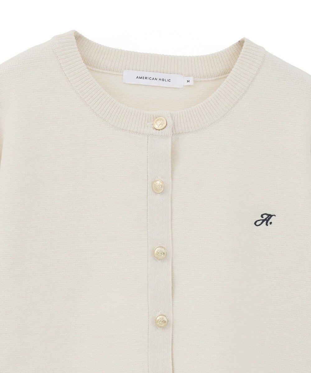 AMERICAN HOLIC ワンポイントロゴクルーカーディガン 