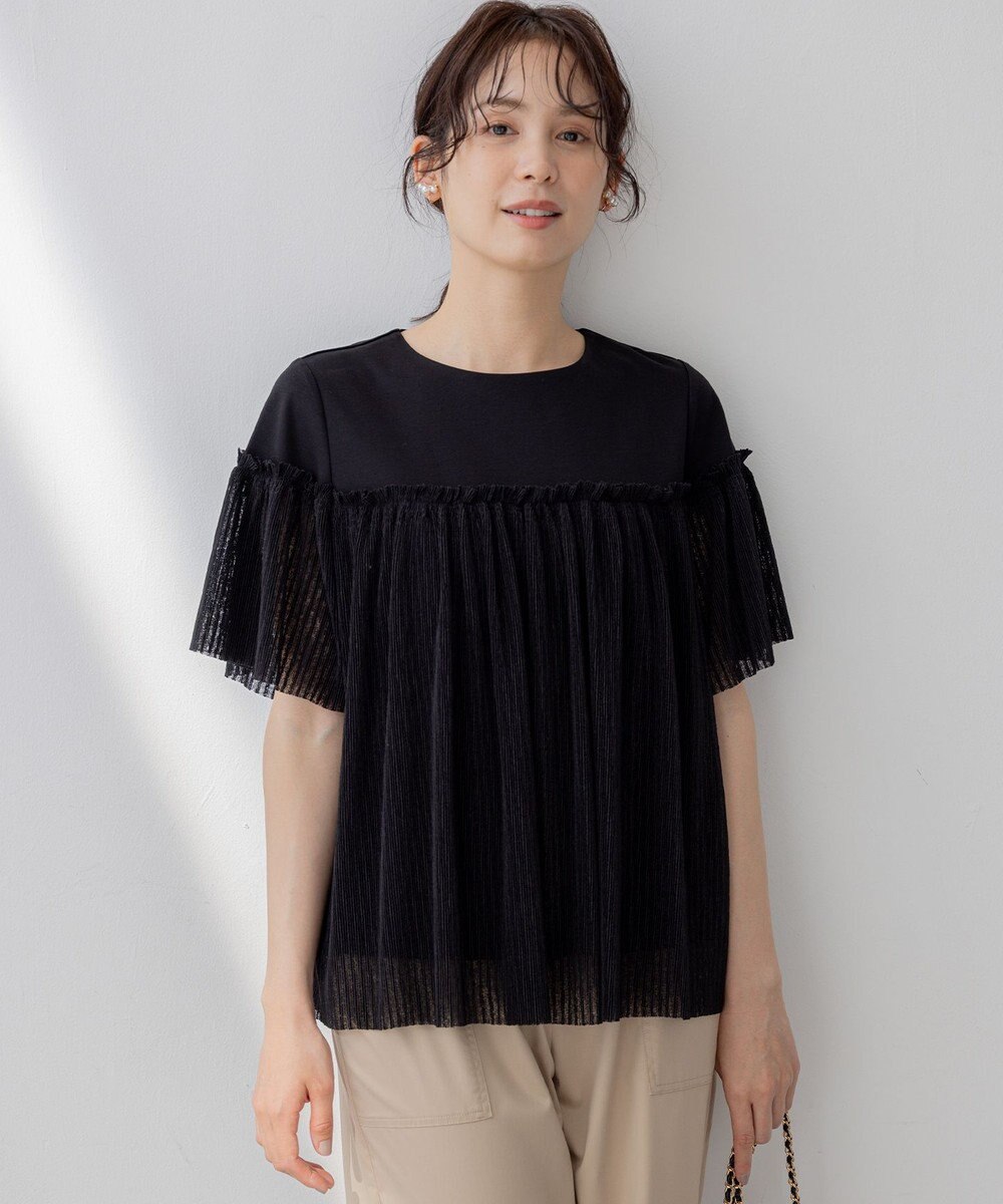 組曲 S プリーツコンビ5分袖 カットソー 