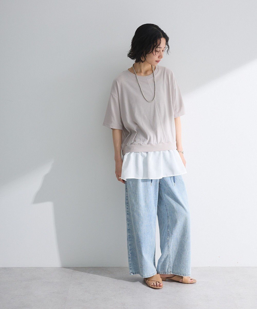 Green Parks 裾フリルドッキング５分袖プルオーバー 