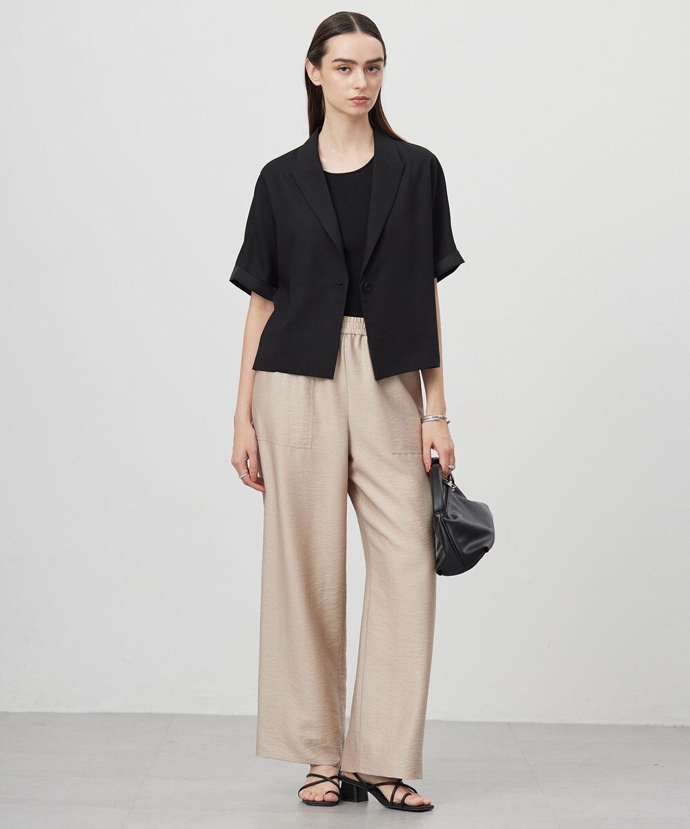 ICB 【UVケア・接触冷感・速乾・防シワ・洗える】 FluidBackSatin クロップドジャケット 