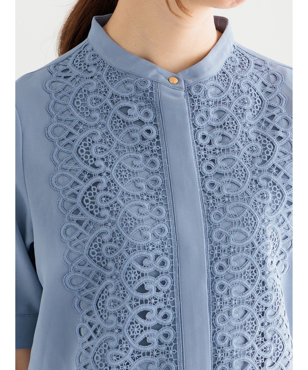 Te chichi 【WEB限定カラーあり】フロントレース5分袖ブラウス 