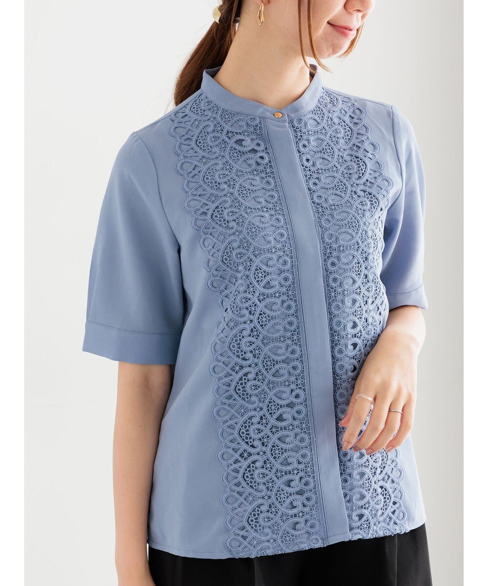 Te chichi 【WEB限定カラーあり】フロントレース5分袖ブラウス 