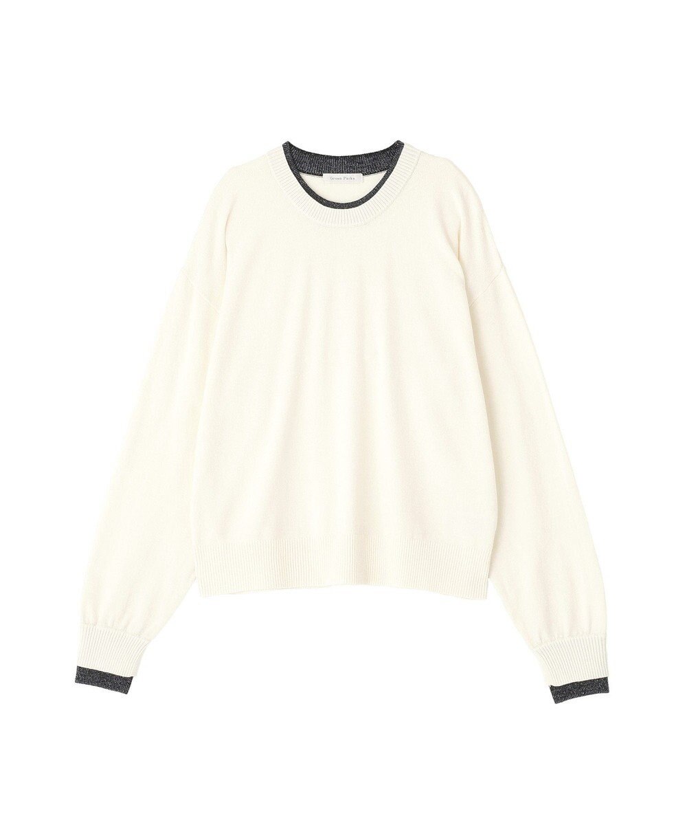 Green Parks アンチピリングレイヤード風ニットプルオーバー 
