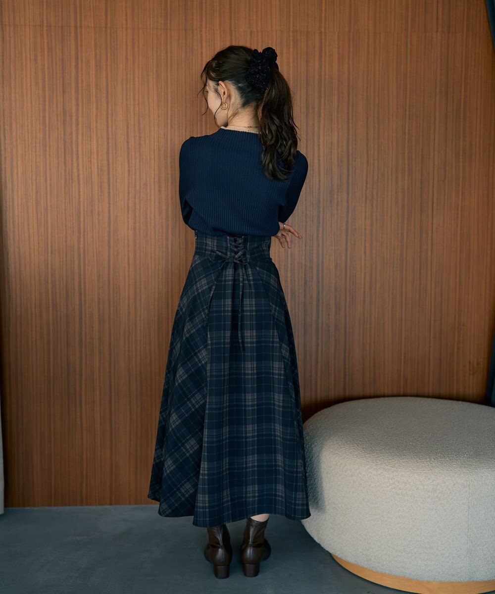 earth music&ecology バックレースアップチェックスカート 