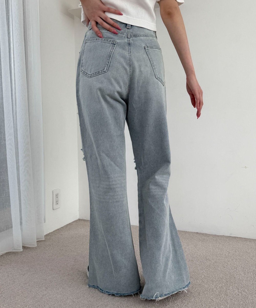 WEGO ダメージフレアデニムパンツ 