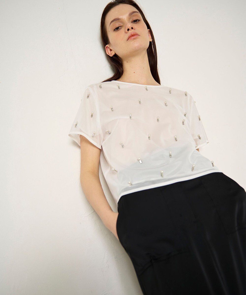 GRACE CONTINENTAL ビジューチュールトップ 