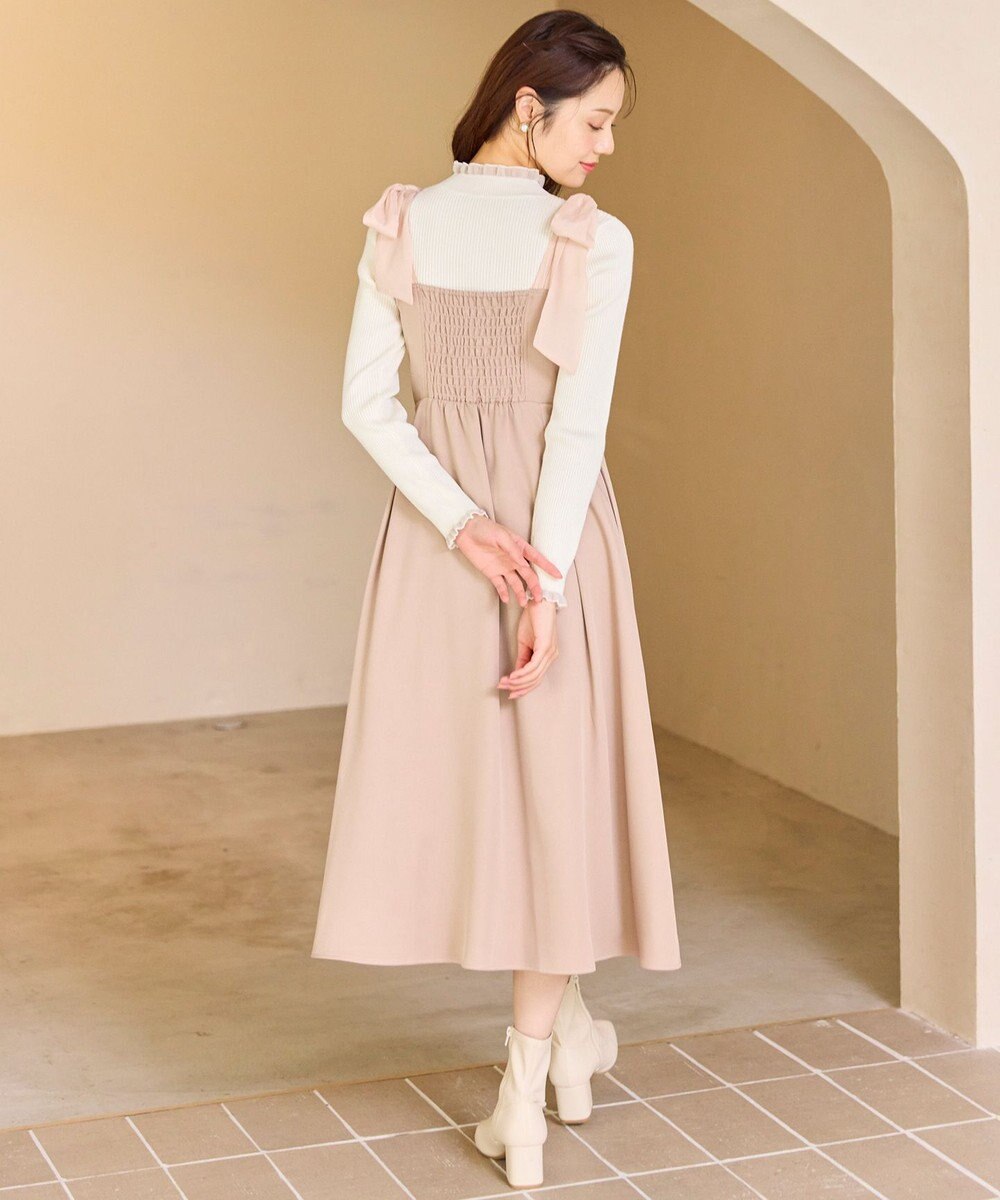 Feroux シアーリボンショルダー ジャンパースカート 