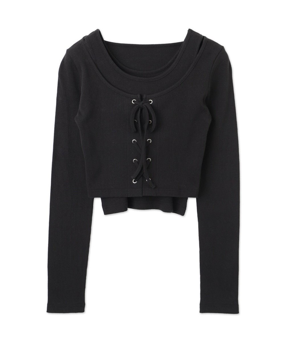 WEGO ヴィンテージライクレースアップトップス 