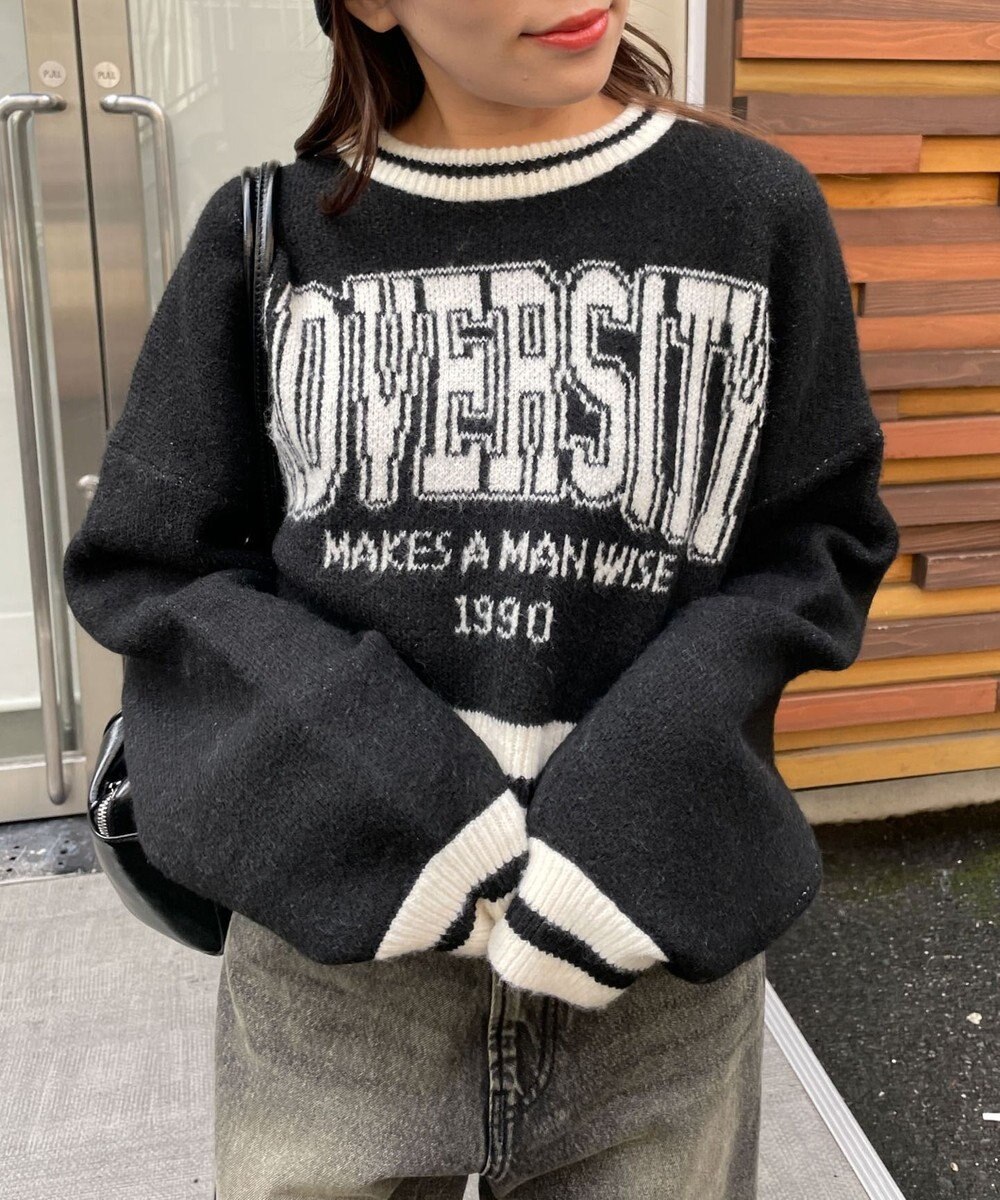 WEGO ラインリブフラッフィーショートニット 