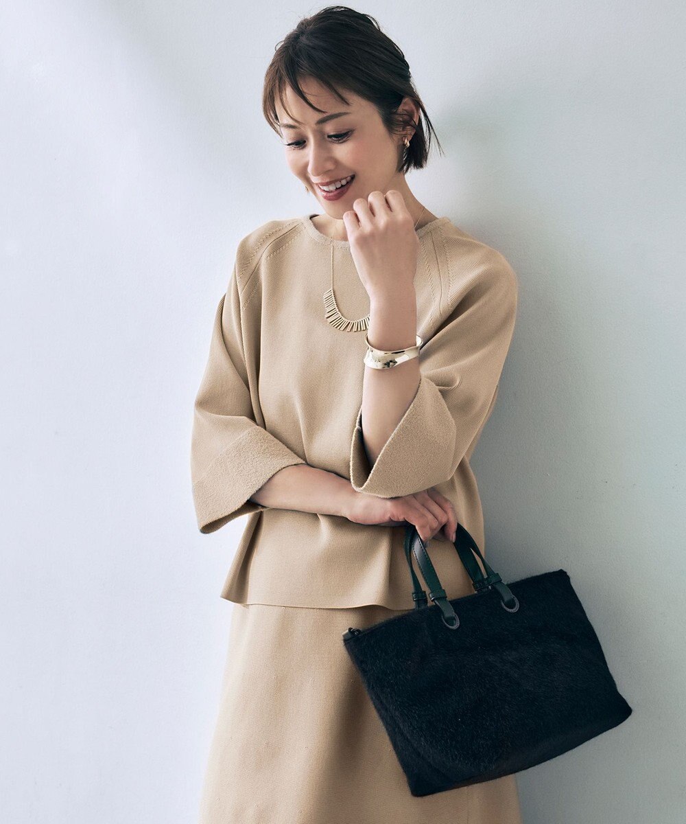 自由区 L モールブロッキング ニット 