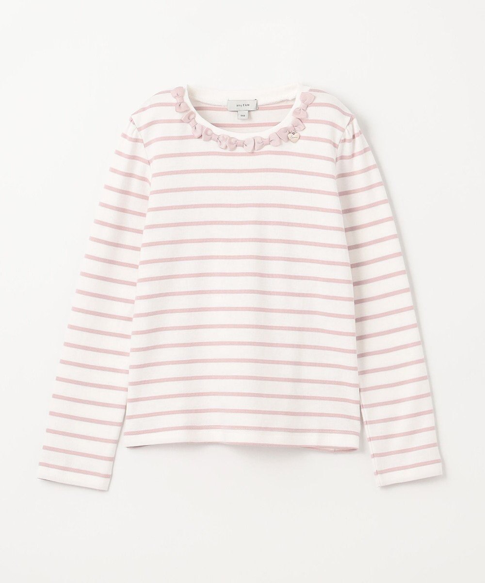 ANY KIDS リボン×ボーダー長袖Tシャツ 