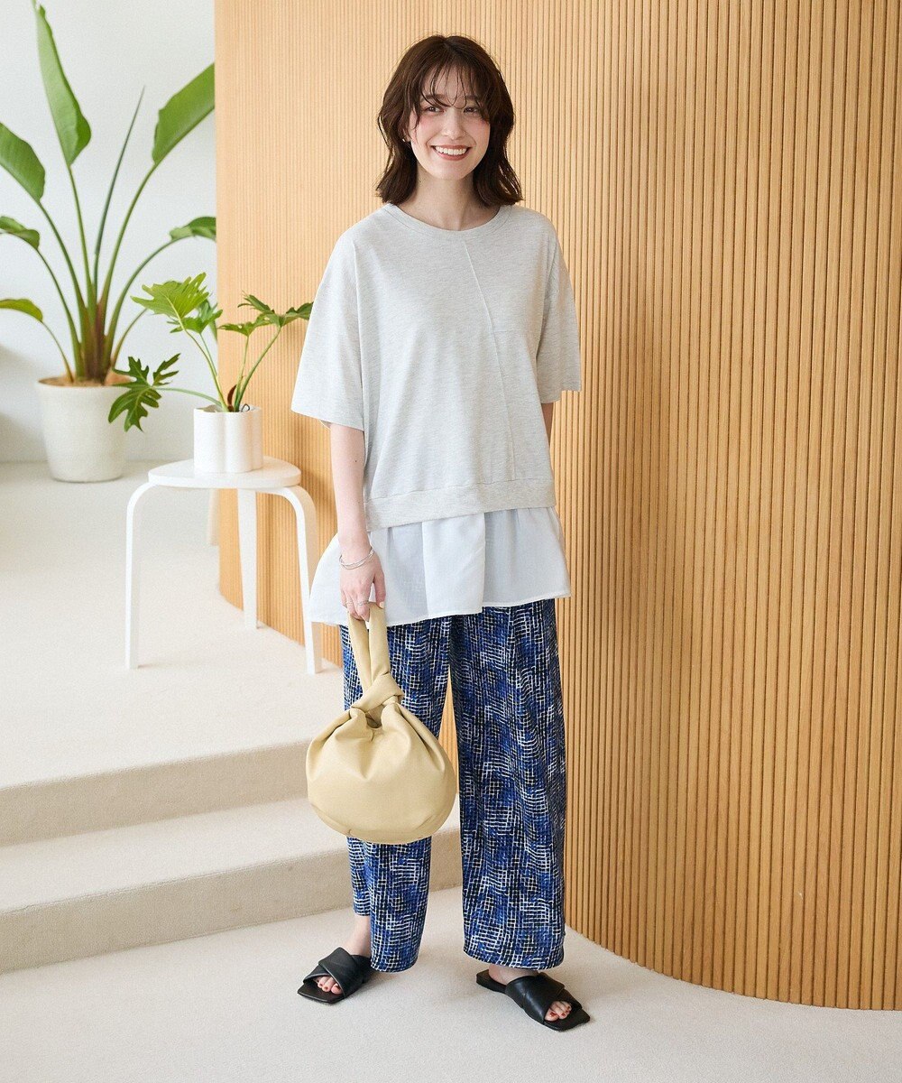 Green Parks 裾フリルドッキング５分袖プルオーバー 