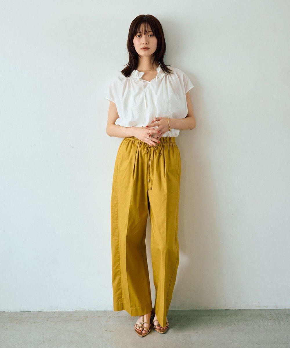 YECCA VECCA コットンイージー切替ワイドパンツ 