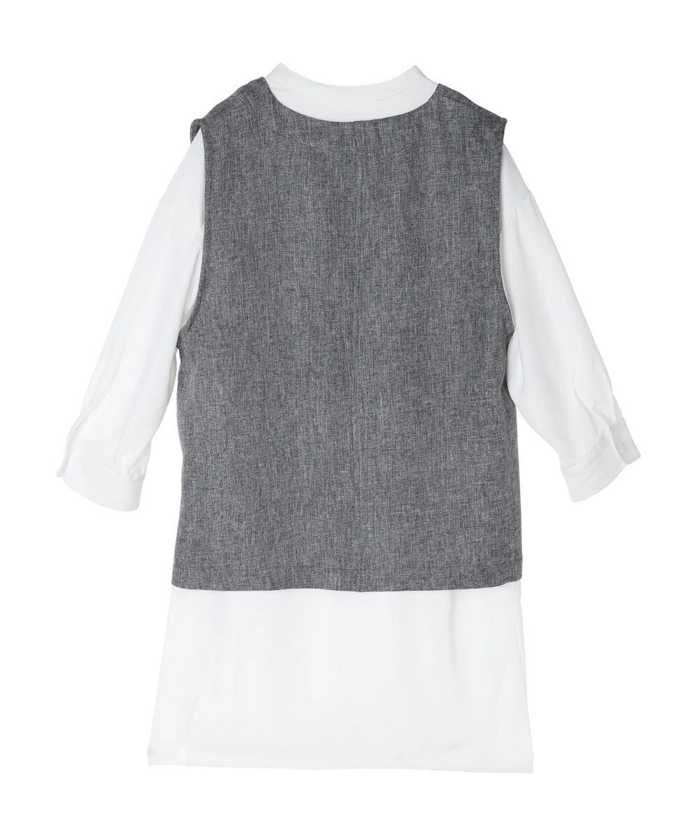 Green Parks ＳＥＴ２点Ｖネックベスト＋７分袖ミディシャツワンピース 