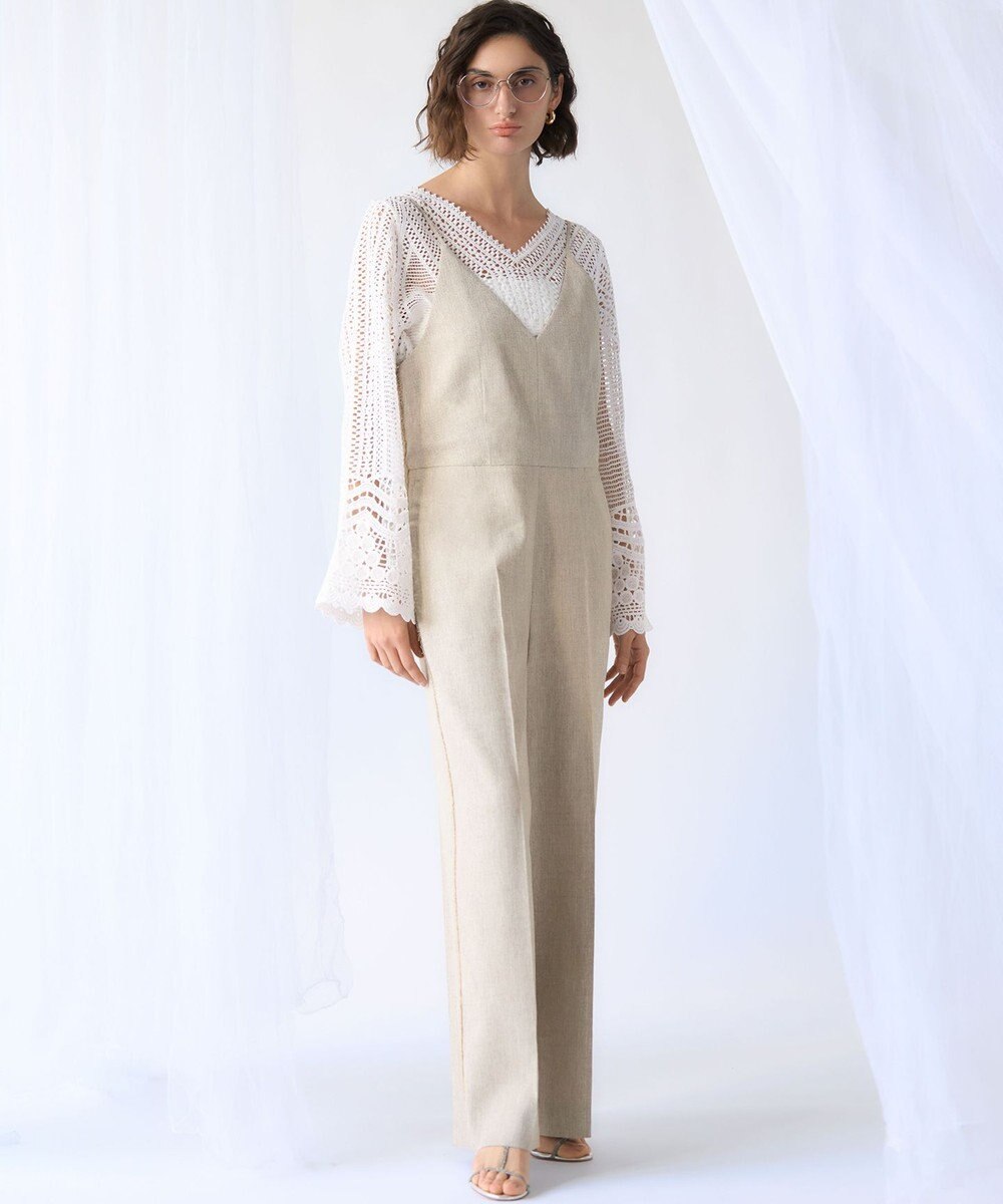 23区 【GOLD LABEL】リネンツイル サイドフリンジ オールインワン 