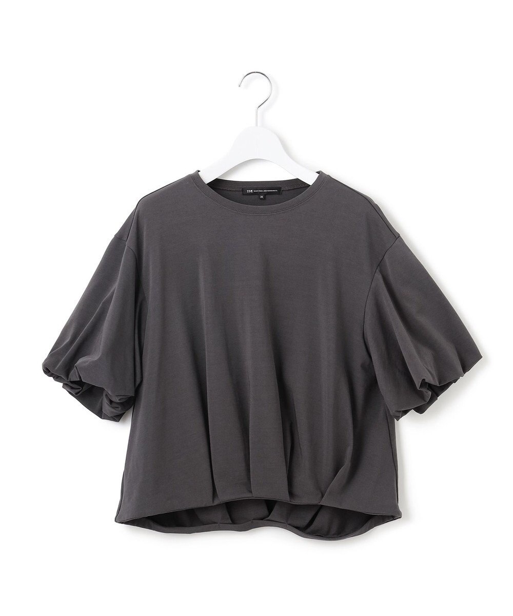 23区 L 【WEB&一部店舗限定/接触冷感】ツイストコットンプレーティング バルーンスリーブ カットソー 